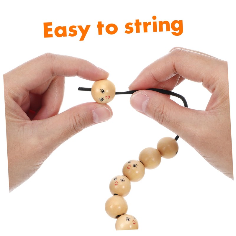 Gatuida 50Pcs Beads for DIY Crafts Round Craft Wood Beads