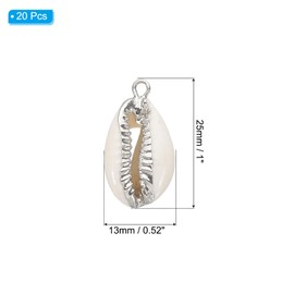 PATIKIL Natural Seashell Charm, 20 Pcs Oval Dyed Shell Craft Pendants with Hole Shell Connection for Necklace DIY Ocean Jewelry Making, Silver
