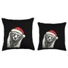 Honey Badger Christmas Santa Hat Pajama Funny Xmas Throw Pillow