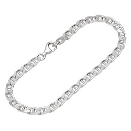 NKlaus Bracelet 925 Sterling Silver 19 cm Curb Chain Diamond-Coated Women's Bracelet Fine 12474, Sterling Silver