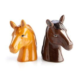 MDI Australia Horse Heads Salf & Pepper Set/Salf & Pepper Shakers,Beige/Black Horse Heads Salf & Pepper Set