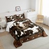 Cowhide Print Comforter Set King Size,Bull Skull Horseshoes Western Animals
