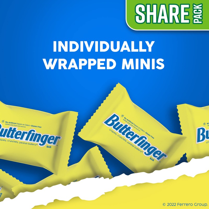 Butterfinger Chocolatey, Peanut-Buttery, Minis Individually Wrapped Candy Bars, Easter Basket