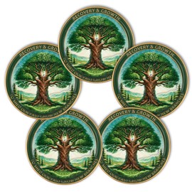 Tree of Life Recovery Growth Commemorative Gift Growing Tree Christian Challenge Coin for Spiritual Growth and Faith Inspiration (Pack of 5)