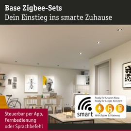 Paulmann 92465 LED Recessed Light Base Smart Home Zigbee Basic Set Swivelling Round 230 V 3 x 4.9 W 3 x 430 lm Dimmable 90 mm Black Matt Metal 3000 K
