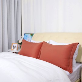 sourcing map Pillow Shams 2 Pack Soft Brushed Microfiber Envelope Closure Pillowcases Orange 50 x 65cm