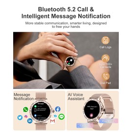 Smart Watches for Women Answer/Make Calls & AI Voice - Ladies Smart Watch with 1.3'' Touch Screen, Step Counter, SpO2 Heart Rate Sleep Monitor, IP67 Waterproof Smartwatch for iOS Android - Rose Gold