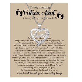 BNQL Future Aunt Necklace New Aunt Gifts First Time Aunt Announcement Gifts for New Auntie to be Gifts Necklace (aunt necklace sliver aunt card)