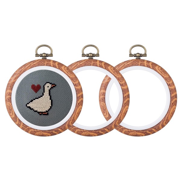 Wooden Embroidery Hoops Set (3Inch) - Display Frame for Cross