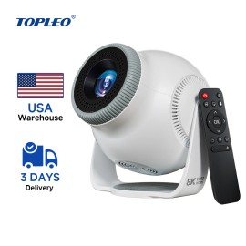 Topleo Smart Projector Outdoor Cinema Portable Home Theater 4k Video Projection Mini Android Projectorcolor: White