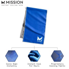 Mission 3 pak) MISSION 10inx33 in Original Microfiber Instant Cooling Towel Mission Blue