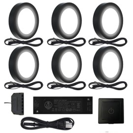 VST Under Cabinet Lighting Plug in with Wired Touch Dimmer Switch,Recessed or Surface Mount,Natural White 4000K 12V 2W/pc, 6 Pack