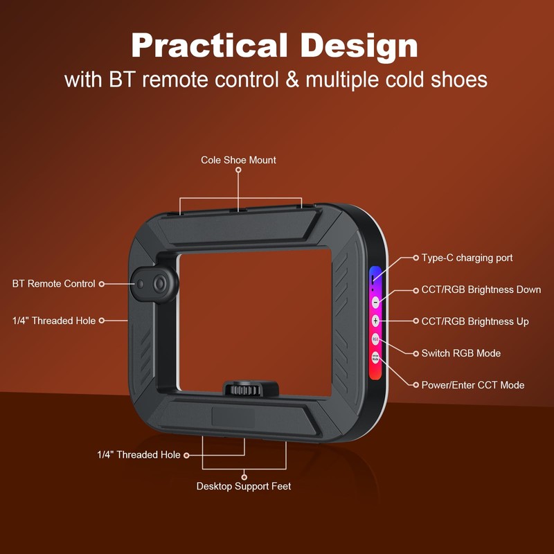 RGB Smartphone Video Rig with Light, Handheld Phone Camera Ring