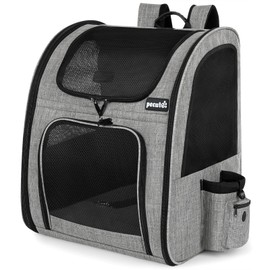 Pecute Cat Backpack, Adult Cat Backpackswith Breathable Mesh, Collapsible Small Dog Backpack, Pet Backpack with Multi-Pockets, Great for Travel Hiking Camping (Gray)
