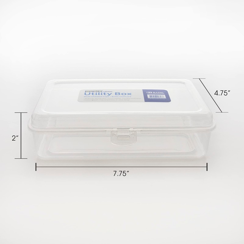 BAZIC Plastic Pencil Case Utility Storage Box, Clear Color, Multi