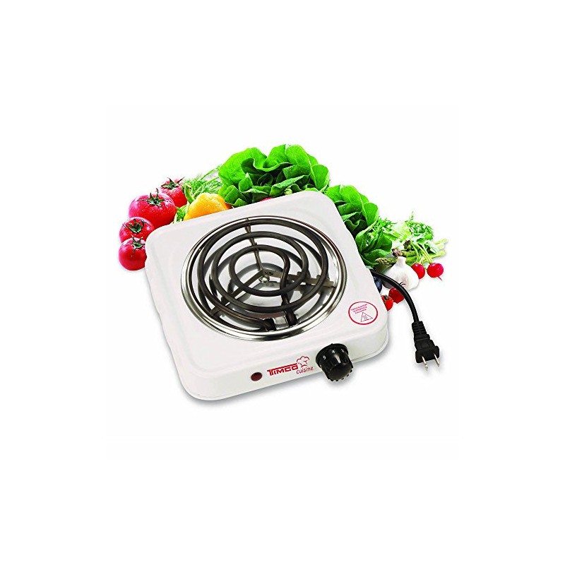 Timco PE-01 Parrilla Eléctrica de 1 Quemador, color blanco