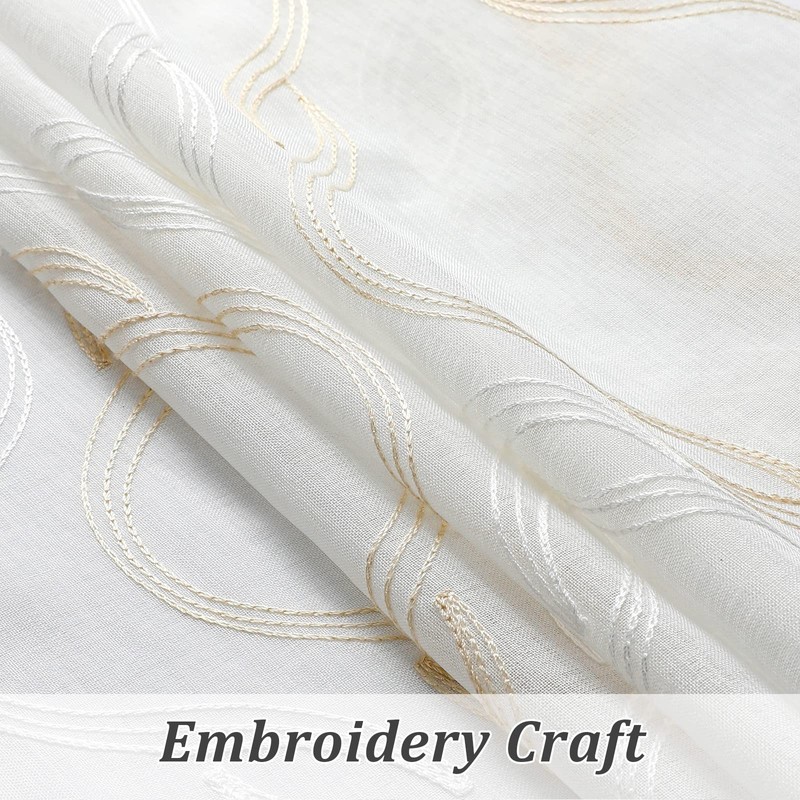 VISIONTEX Sheer Curtains 95 Inches Long 2 Panels Set, Beige
