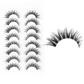 False Eyelashes Cat Eye Strip Lashes Invisible Band eyelashes for beginners 10 Pairs (natual cat eye wg11)