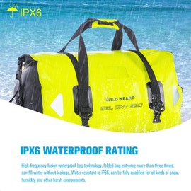 WILD HEART Waterproof Motorcycle Duffel Bag PVC500D With Rope Straps and Inner Pocket 40L 66L 100L for Kayaking, Camping, Boating,Motorcycle