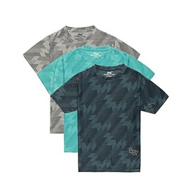 chopper club Boys Sports T Shirts Polyester Non-Lycra Zip Dry Pack of 3 Tees Ultra Soft| Super Wick-Sea Green|Navy|Grey 8