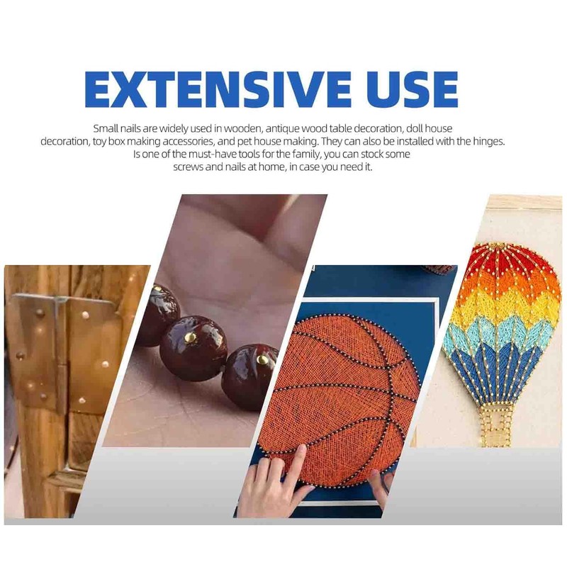 1200Pcs Small Tiny Nails Carbon Steel Brass Plated for Wooden