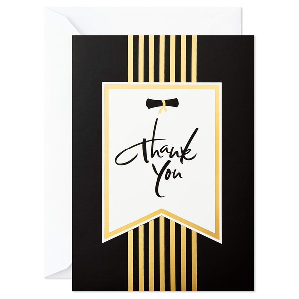Hallmark Graduation Thank You Cards, Black and Gold (20 Thank You Notes with Envelopes), Thank You Gold and Black (5TU4701)