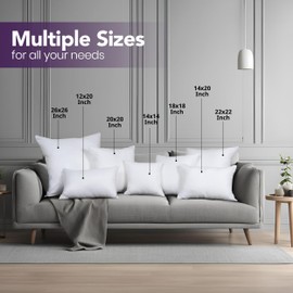 Utopia Bedding Throw Pillows Insert (Pack of 2, White) - 20 x 20 Inches Bed and Couch Pillows - Indoor Decorative Pillow