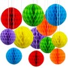 12pcs Rainbow Paper Honeycomb Balls,Colourful Hanging Tissue Pom poms for
