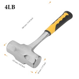 MUKCHAP 2 Pack 4lb Small Sledge Hammer, Club Hammer with Fibreglass Shaft, Lump Hammer for Gardening, Camping, Rock