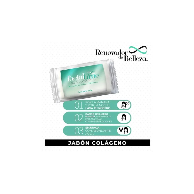 12 Piezas Jabón De Colágeno Hidrolizado Facial Time
