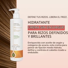 one 'n only Crema Definitoria Para Rizos Con Aceite De Argán, Crema Acondicionadora Sin Aclarado, Define Y Deja El Cabello Rizado Fuerte, Mejora El Br