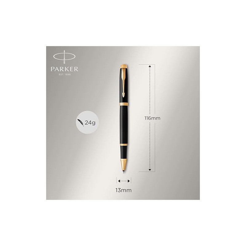 Parker IM Bolígrafo, Negro (Black and Gold), Punta Fina