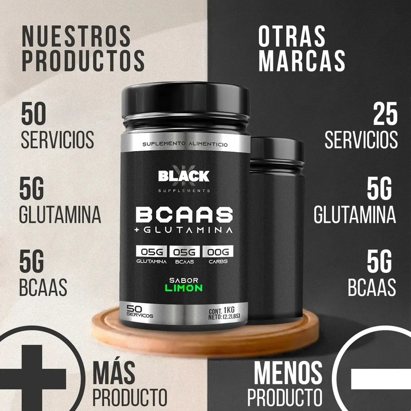 Black Supplements Aminoácidos Bcaas Glutamina 1kg Sabores