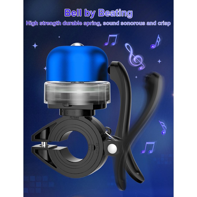 Bike Bell with RGB Lights, Bike Bell for 19-31.8mm Bicycle