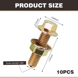 Zeathery 10 PCS Exhaust Manifold Bolts, Hexagonal Flange Nut Screw Anti-slip Fasteners, Carbon Steel Anti-rust Automobile Repair Accessories, Universal for Most Cars Modification Retainer (Gold)