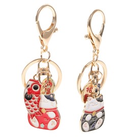 Parliky Cute Kitten Keychains 2pcs Japanese Style Keychain Bag Decor Key Ring for