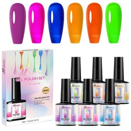 Gel Nagellack Set - 6 Farben Crystal Transparent Gel Lack Kit - Blau Rosa Orange Grün Lila Soak Off UV Nagellack - Gel Maniküre und Nagelkunst DIY zu Hause 7.5ML