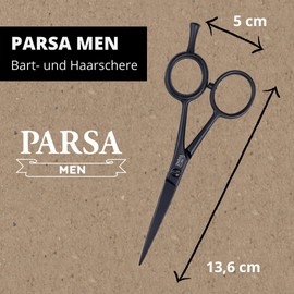 Parsa Men Professional Hair Scissors, Beard Scissors with Single-Side Micro Serration and Non-Slip Rubber Ring