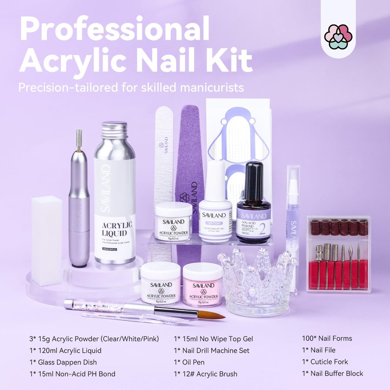 Professional Acrylic Nail Kit with Drill for Salon Extensions