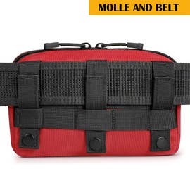 Molle Admin Pouch, Military Men Horizontal Belt Bag Utility Tactical Gear EDC Tool Organizer Pouches Include Patch, for Plate Carrier, Vest, Panel Modular and Backpacks (RED)