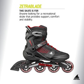 Rollerblade Zetrablade Men's Adult Fitness Inline Skate, Black and Red, Performance Inline Skates