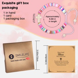 Smilelife Religious Christian Gifts for Women Girls Dear Lord Bless The Little Girl Cross Bracelet Christmas Catholic Communion Baptism Back to School Gifts