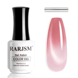 Light Pink to Rosy Pink Thermal Color Change Cat Eye Gel Nail Polish