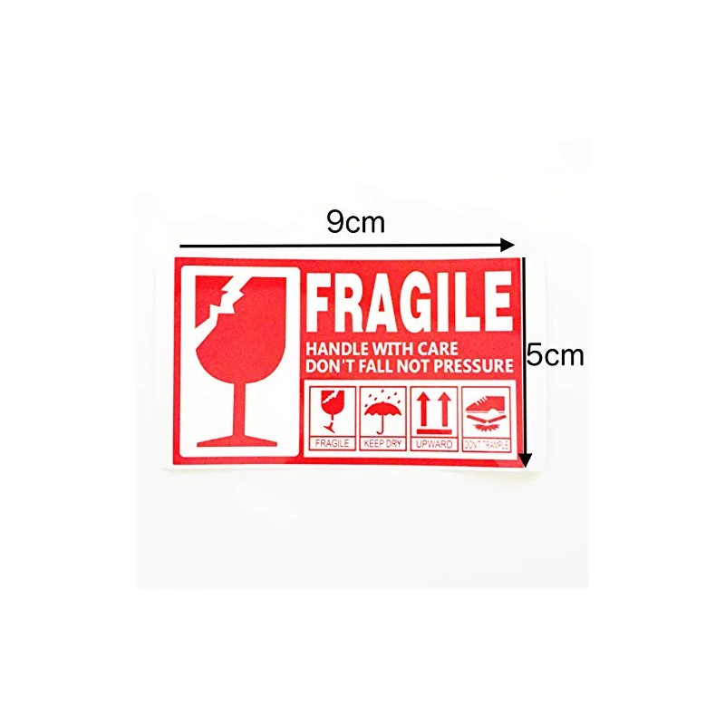Creve Cell FRAGILE Flagile Sticker Labels Small 9x5cm Waterproof Glossy