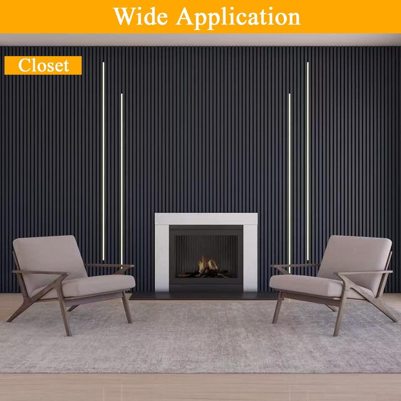 Black Wall Panels LED Lights,8PCS 3000K Self-Adhesive LED Light with