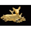 Danecraft Vintage Deer Pin Brooch Doe Brushed Gold Christmas Signed