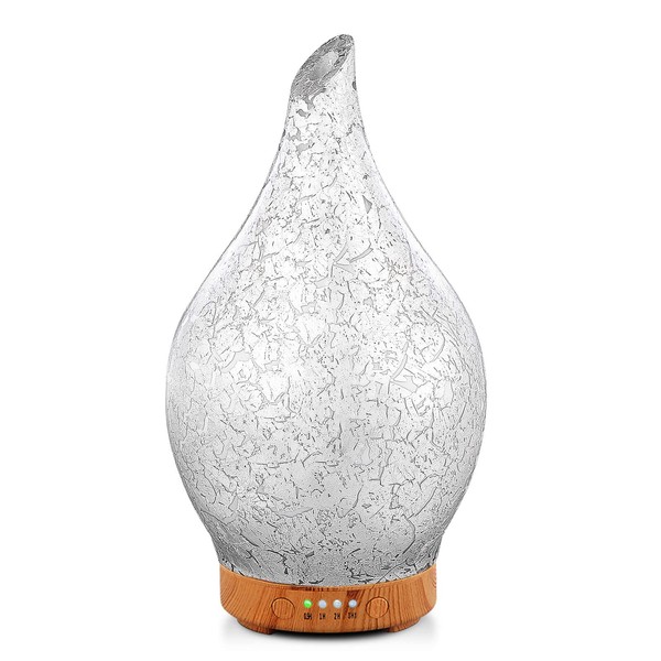 Porseme Essential Oil Diffuser Glass Aromatherapy Ultrasonic Humidifier, Air Refresh Auto Shut-Off, Timer Setting, BPA Free for Home Hotel Yoga Leisure SPA Gift 100ml Last 4H