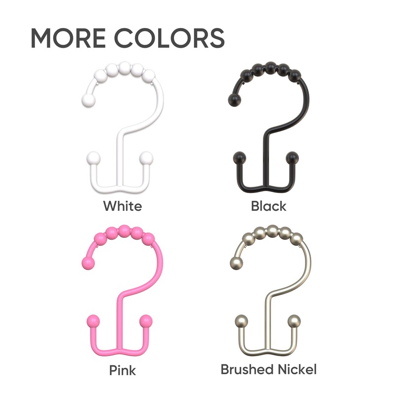 Shower Curtain Hooks - Color Up Premium Double Hook Shower