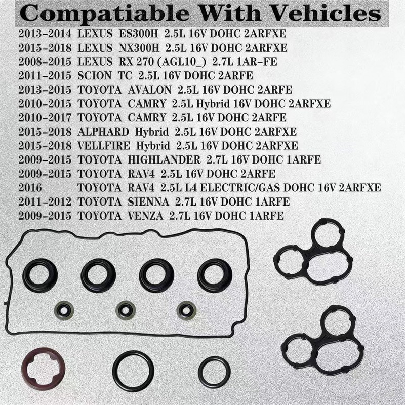 Satiooog VS50825R Valve Cover Gasket Set, Toyota/Lexus 2.5L 2.7L