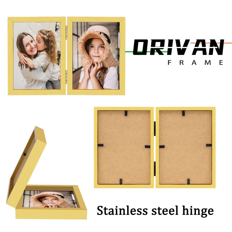 ORIVAN 3.5x5 Double Picture Frames Hinged Folding Photo Frames Vertical